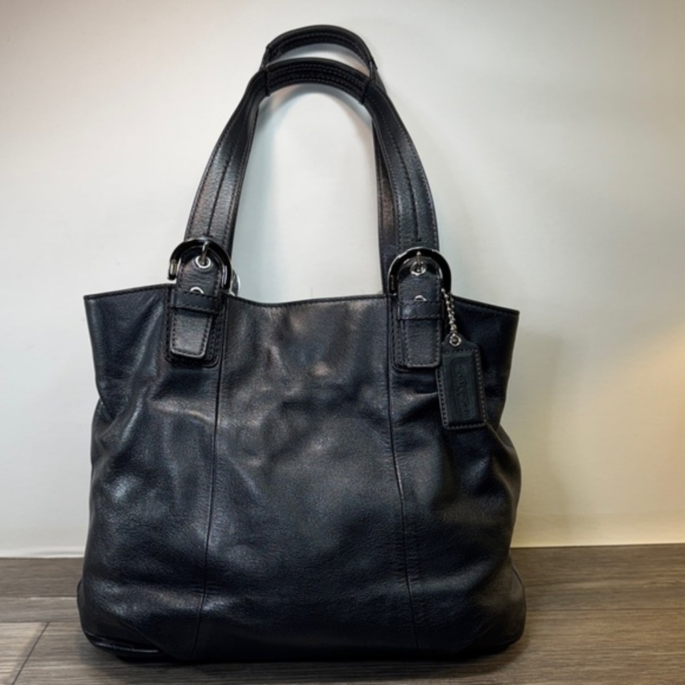 Coach Black Leather Tote Bag